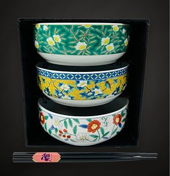 Amazon.co.jp: 美濃焼 吾山窯 色絵 絵変わり 柄違い 三つ組 盛鉢 中鉢